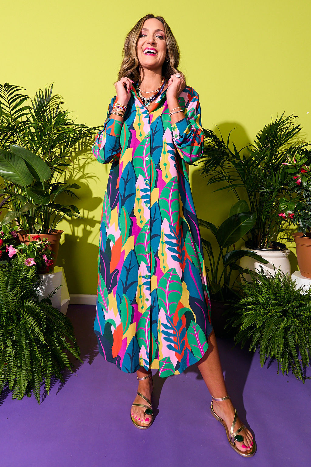 SSYS Larissa Printed Poplin Shirt Dress In Moonlight Canopy