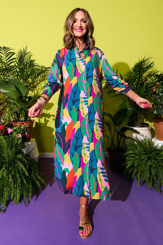 SSYS Larissa Printed Poplin Shirt Dress In Moonlight Canopy