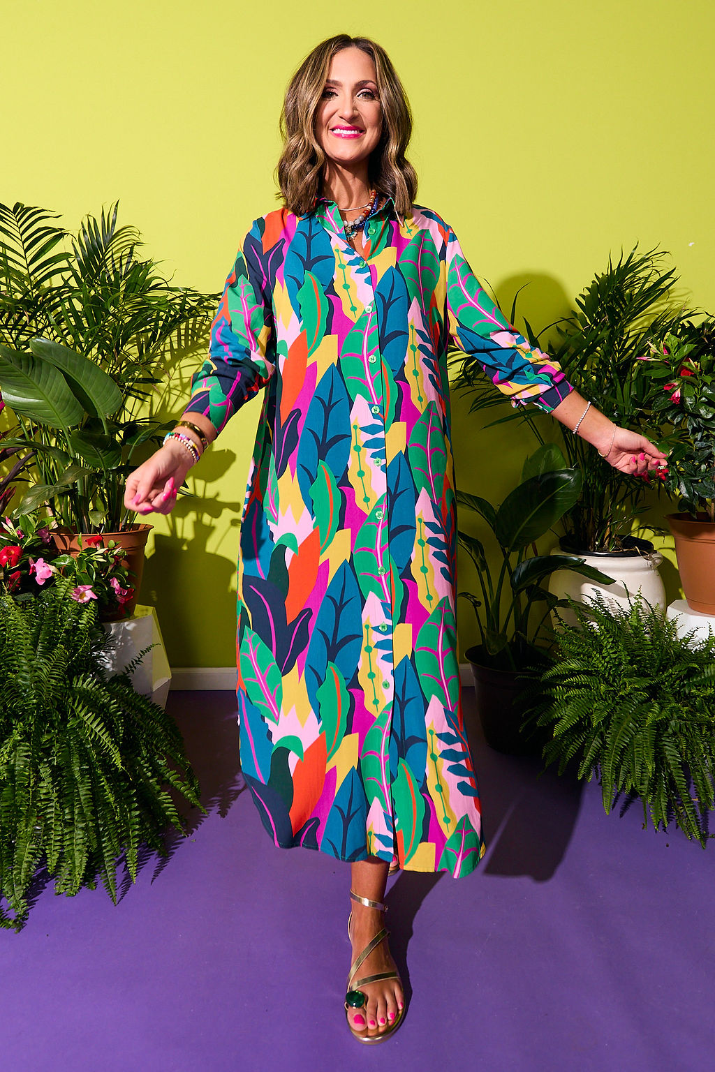 SSYS Larissa Printed Poplin Shirt Dress In Moonlight Canopy