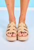 Natural Raffia Buckle Strap Platform Sandals