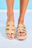 Natural Raffia Buckle Strap Platform Sandals