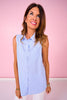 SSYS Collins Preppy Stripe Sleeveless Top In Light Blue