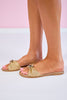 Gold Metallic Raffia Slide Sandals