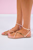 Nude Ankle Strap Gold Embellished Sandals