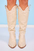 Ivory Grommet Embroidery Detail Boots