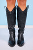 Black Grommet Embroidery Detail Boots