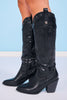 Black Grommet Embroidery Detail Boots
