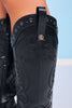 Black Grommet Embroidery Detail Boots