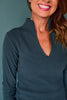 SSYS Elle High Neck Long Sleeve Top In Forest Green