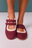 Mary Jane Double Strap Sneakers In Burgundy