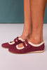 Mary Jane Double Strap Sneakers In Burgundy