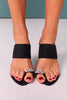 Black Embellished Toe Strap Heels