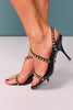 Black Strappy Heels With Gold Studs