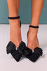 Black Bow Block Heel Pumps