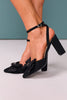 Black Bow Block Heel Pumps