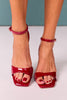 Red Patent Gold Stiletto Heels