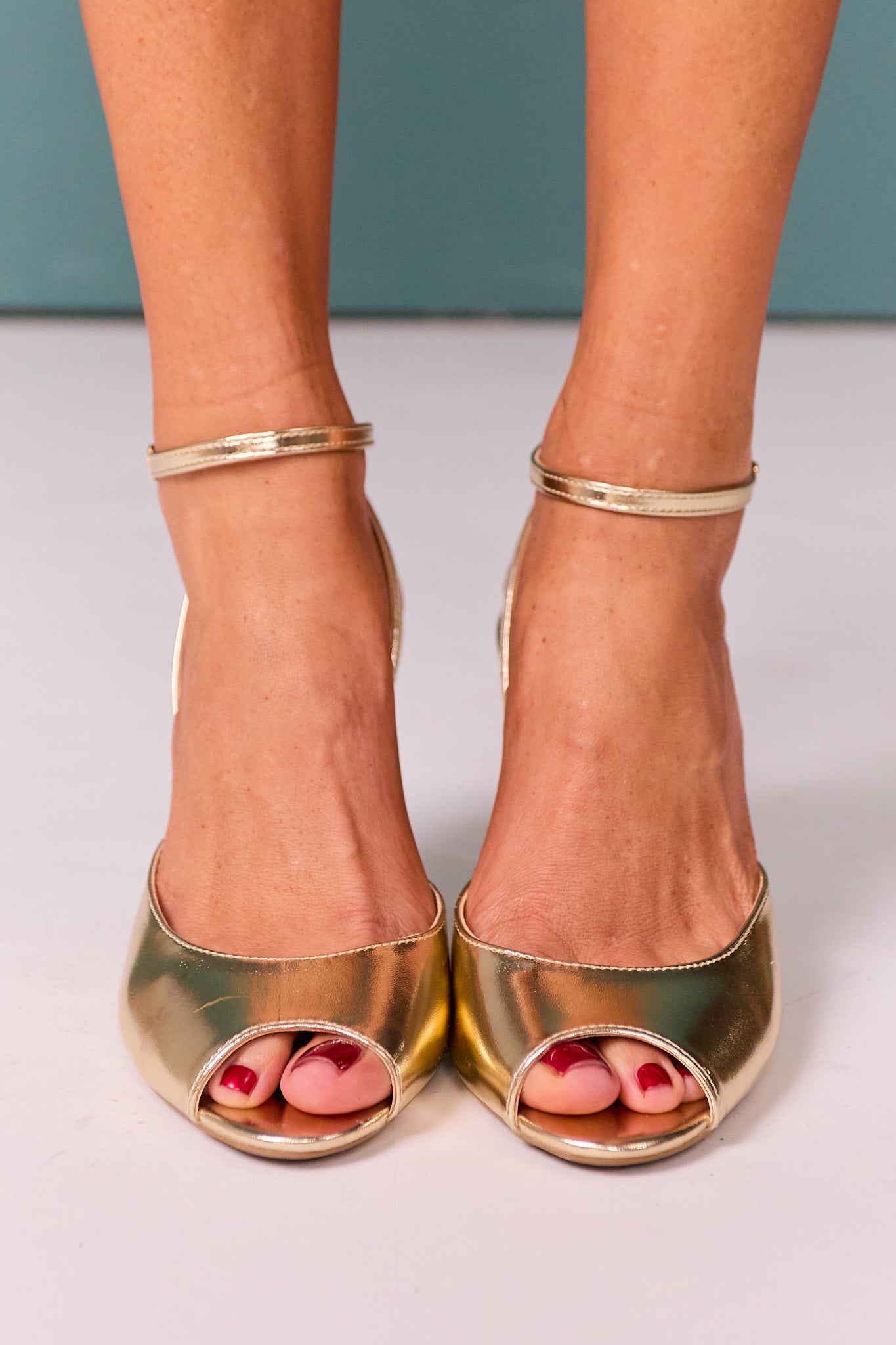 Gold Ankle Strap Heels