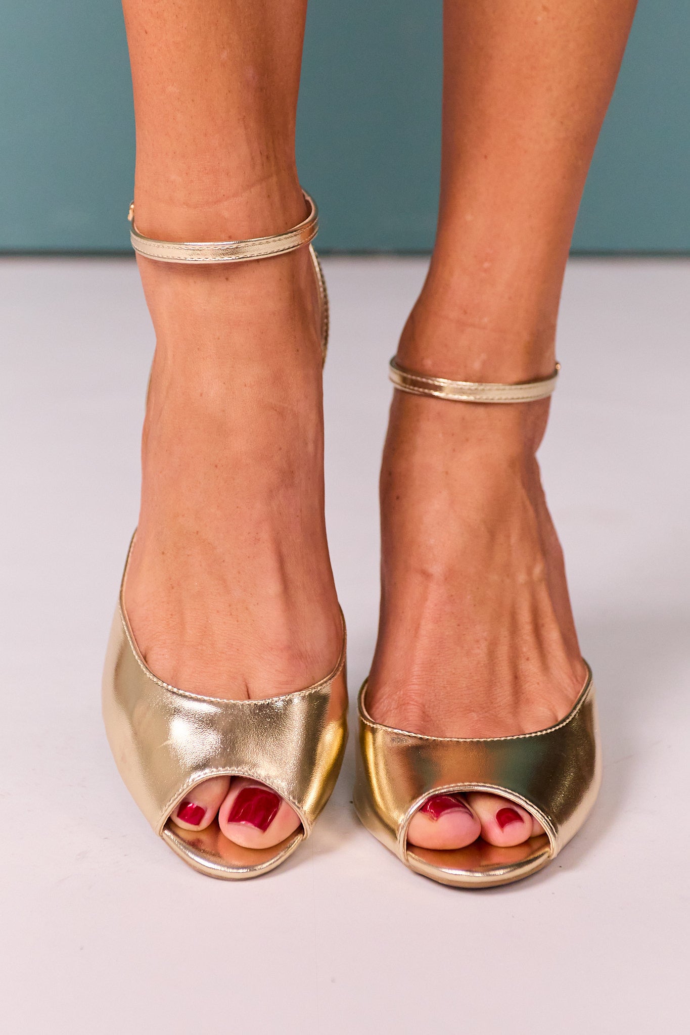 Gold Ankle Strap Heels