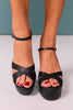 Shu Shop Black Leather Platform Block Heel