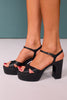 Shu Shop Black Leather Platform Block Heel