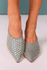 Denim Wedge Mule with Gold Studs