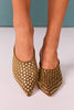 Olive Wedge Mule with Gold Studs