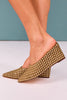 Olive Wedge Mule with Gold Studs