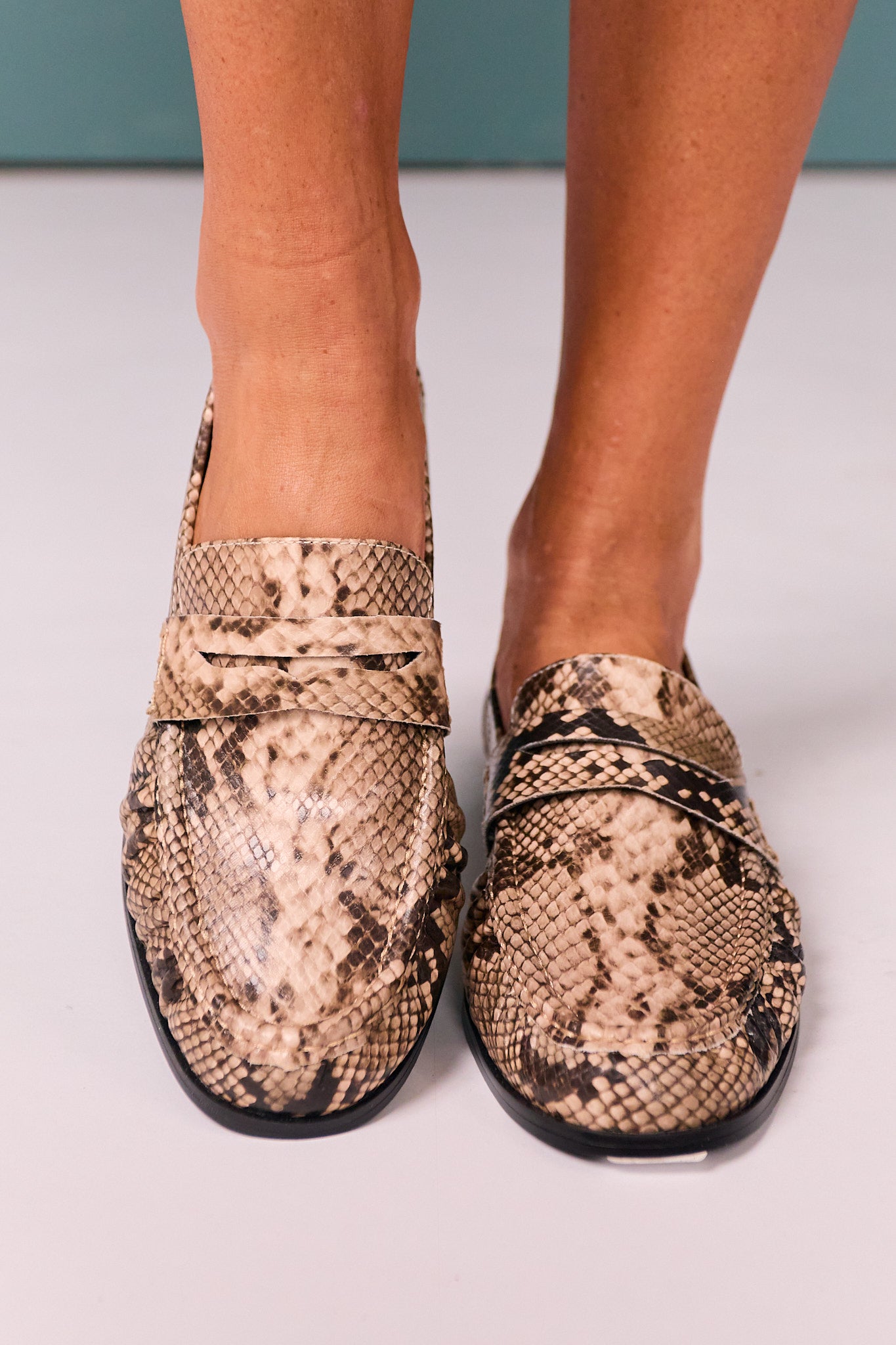 Shu Shop Faux Leather Scale Texture Loafers