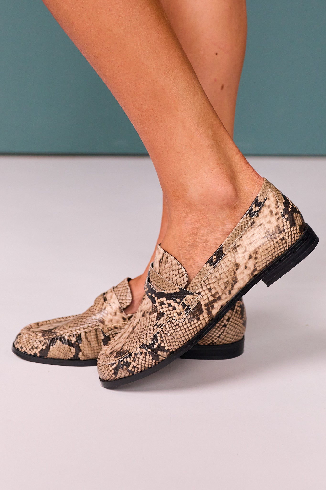Shu Shop Faux Leather Scale Texture Loafers