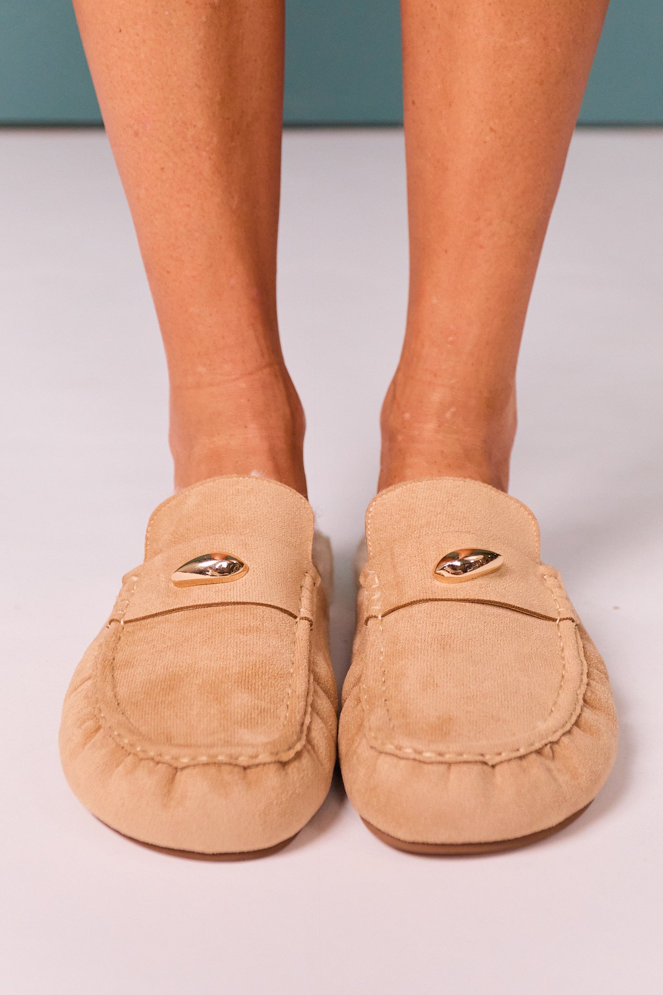 Tan Fur Lined Mule Loafer