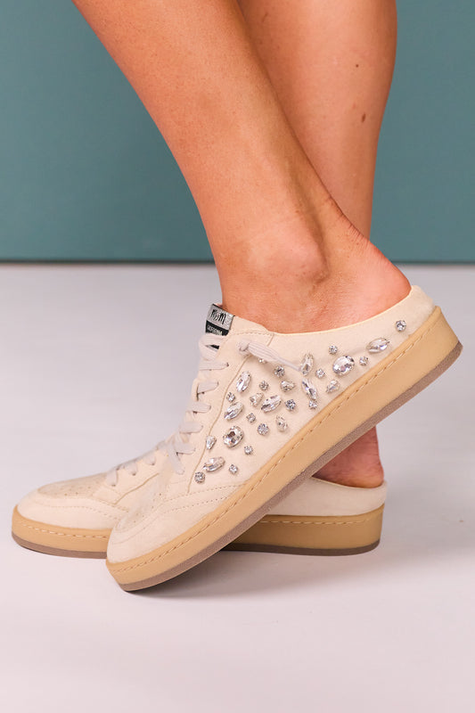 Ivory Crystal Sneaker Mules