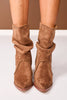 Brown Faux Suede Slouch Booties