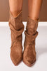 Brown Faux Suede Slouch Booties
