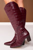 Matisse Burgundy Faux Croc Heeled Western Boots