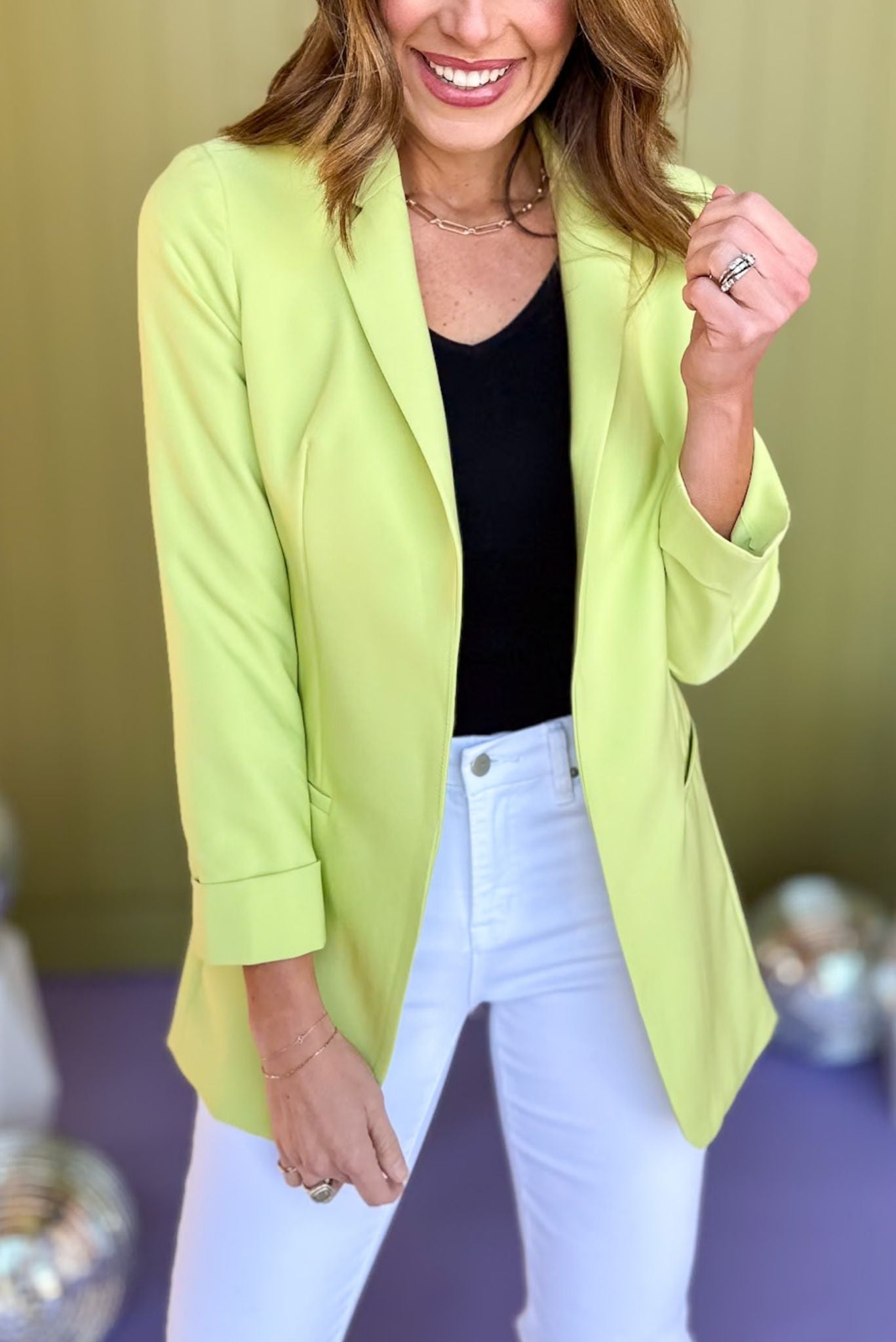 Lime Collared Long Sleeve Blazer Jacket *FINAL SALE* *Final Sale*, must have blazer, must have style, elevated blazer, elevated style, saturday steal, mom style, office style, work to weekend, shop style your senses by mallory fitzsimmons, ssys by mallory fitzsimmons