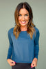 SSYS Long Sleeve Mesh Back Active Top In Dusty Teal