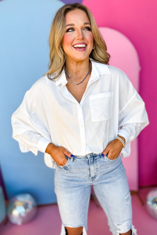 White Button Front Ruffle Sleeve Top, must have top, must have style, brunch style, summer style, spring fashion, elevated style, elevated top, mom style, shop style your senses by mallory fitzsimmons, ssys by mallory fitzsimmons