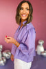 Karlie Purple Poplin Tie Neck Ruffle Sleeve Top, poplin top, karlie top, must have top, must have style, office style, spring fashion, elevated style, elevated top, mom style, work top, shop style your senses by mallory fitzsimmons, ssys by mallory fitzsimmons