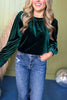 Hunter Green Velvet Long Peasant Sleeve Top *FINAL SALE* *Final Sale*, must have top, must have style, must have velvet, fall collection, fall fashion, elevated style, elevated top, mom style, fall style, shop style your senses by mallory fitzsimmons