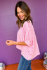 Pink Striped Draped Sleeve Asymmetric Hem Top, top, draped sleeve top, asymmetric hem top, pink striped top, pink and white striped top, must have top, elevated top, elevated style, summer top, summer style, Shop Style Your Senses by Mallory Fitzsimmons, SSYS by Mallory Fitzsimmons