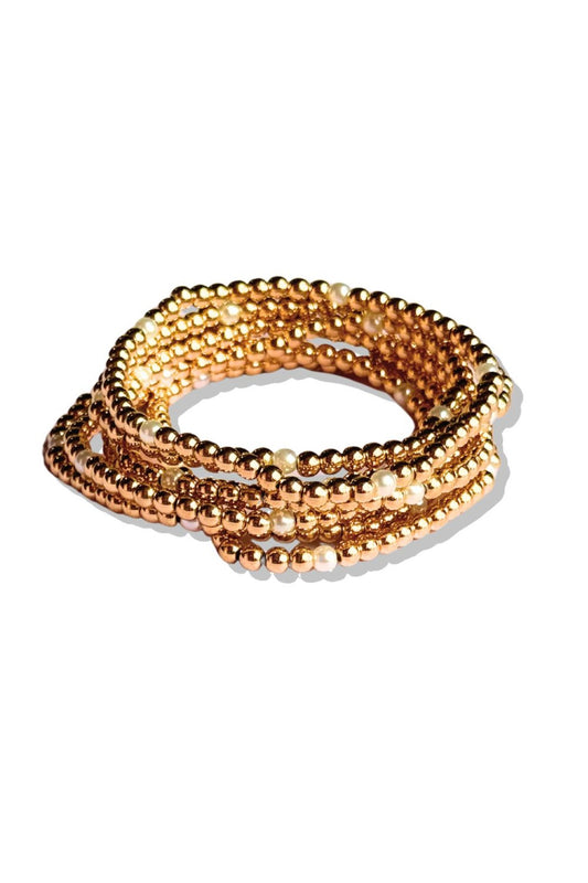 Gold Multi Ball Beaded Bracelet Set *FINAL SALE*