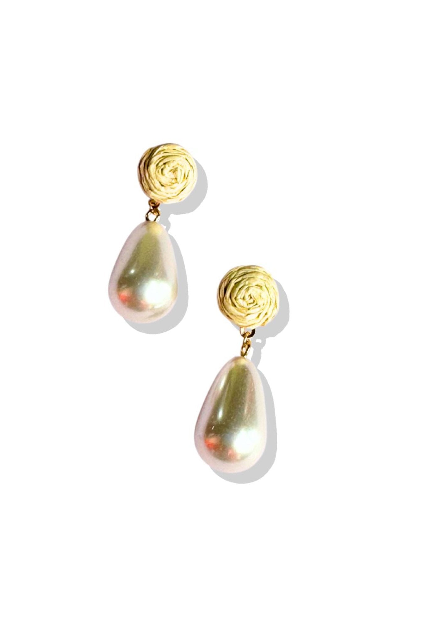 Pearl Drop Raffia Dangle Earrings