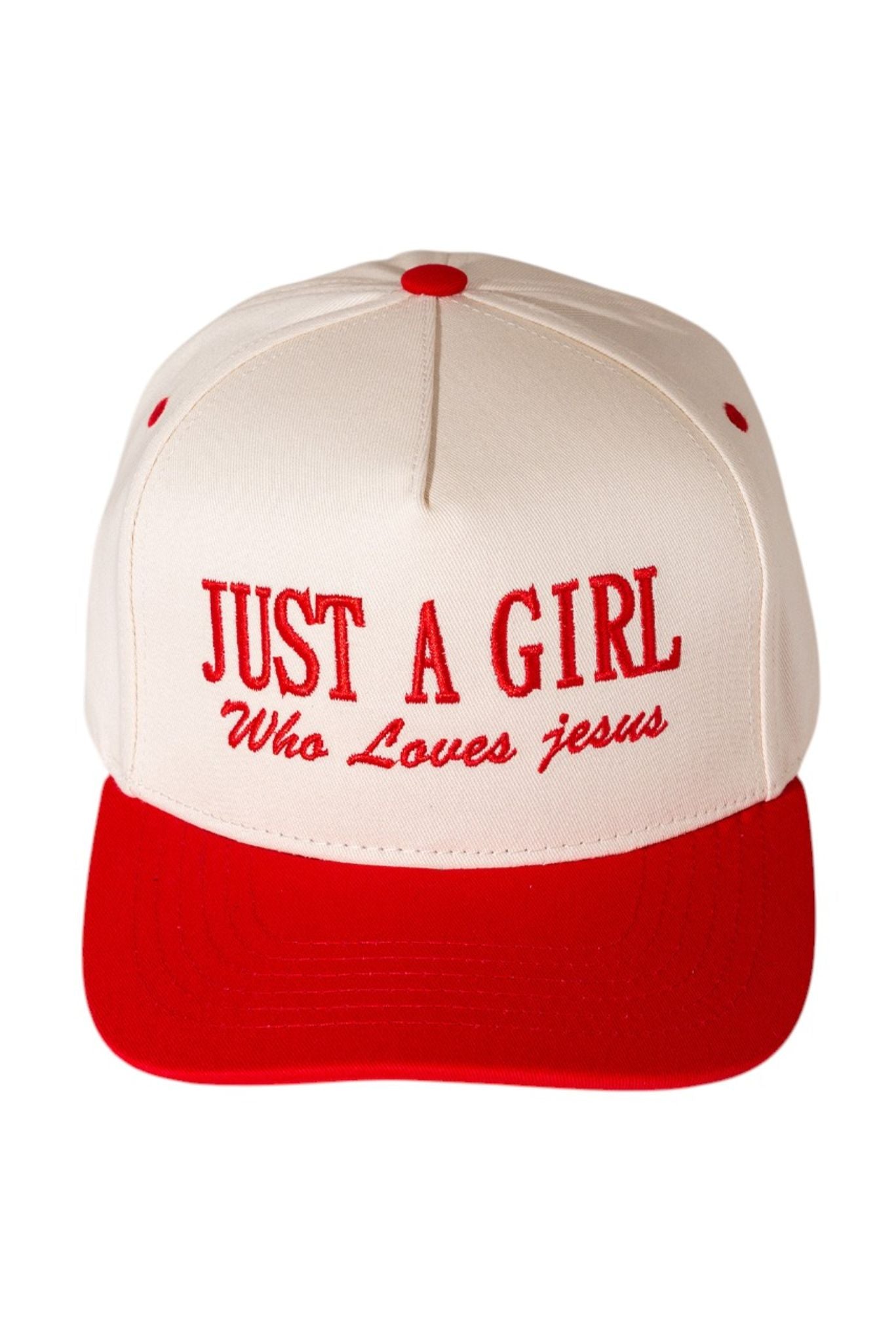 Red Just A Girl Embroidered Hat
