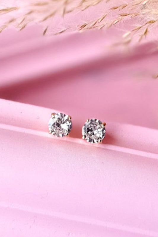 Gold CZ 6mm Stud Earrings, accessory, earrings, must have earrings, elevated earrings, shop style your senses by mallory fitzsimmons