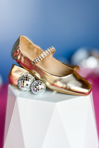 Gold Rhinestone Ballet Flat Shoes – SSYS
