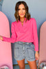 SSYS The Long Sleeve Ellie Top In Hot Pink, ssys the label, pink top, long sleeve top, must have top, elevated top, spring style, spring top, mom style, church style, brunch style, shop style your senses by mallory fitzsimmons