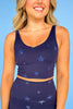 SSYS Navy Metallic Star V Neck Longline Sports Bra