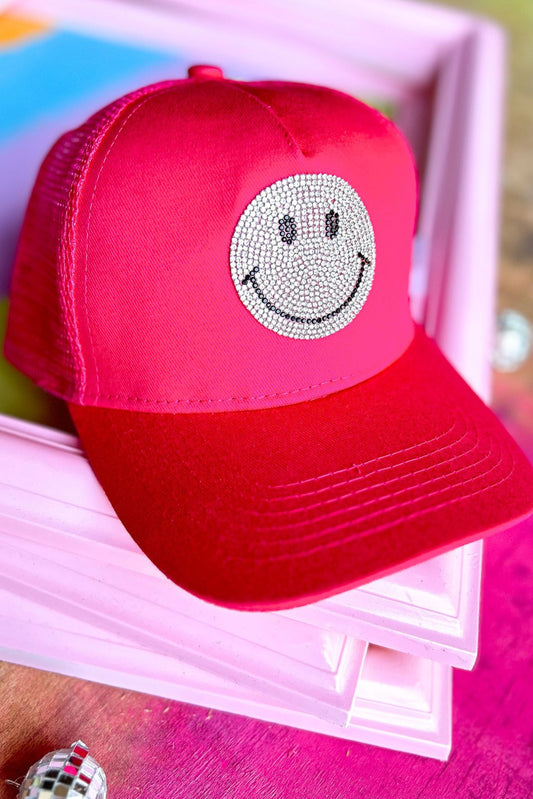  Hot Pink Bling Smile Accented Mesh Back Baseball Cap, accessory, hat, baseball cap, shop style your senses by mallory fitzsimmons