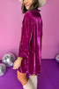 Magenta Velvet Split Neck Long Sleeve Tunic Dress, must have dress, must have style, fall style, fall fashion, elevated style, elevated dress, mom style, fall collection, fall dress, shop style your senses by mallory fitzsimmons