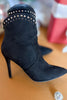 Black Faux Suede Embellished Heeled Booties, must have shoes, must have booties, elevated bootie, must have, mom style, shop style your senses by mallory fitzsimmons
